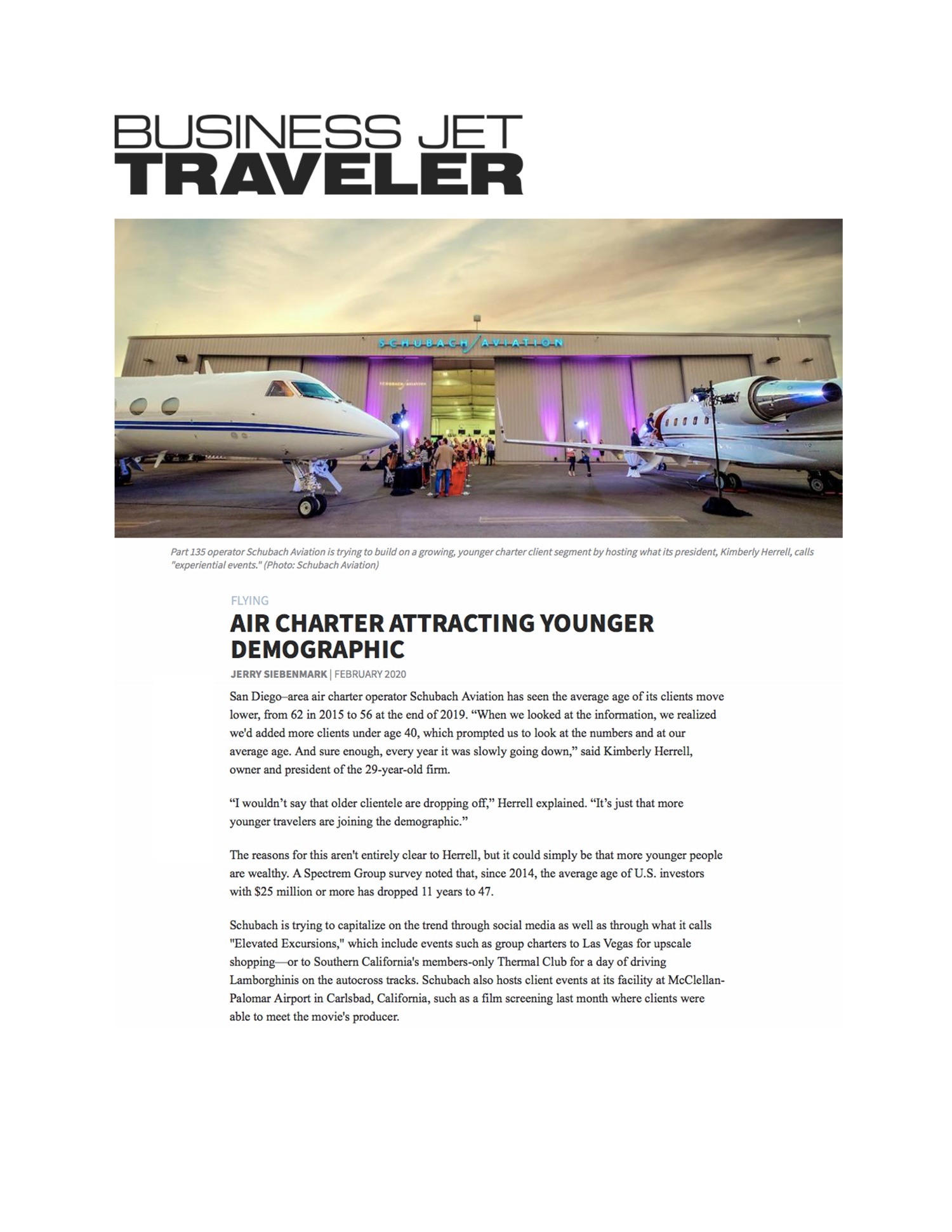 Business Jet Traveler Article Private Jet Charter for Younger Demographics