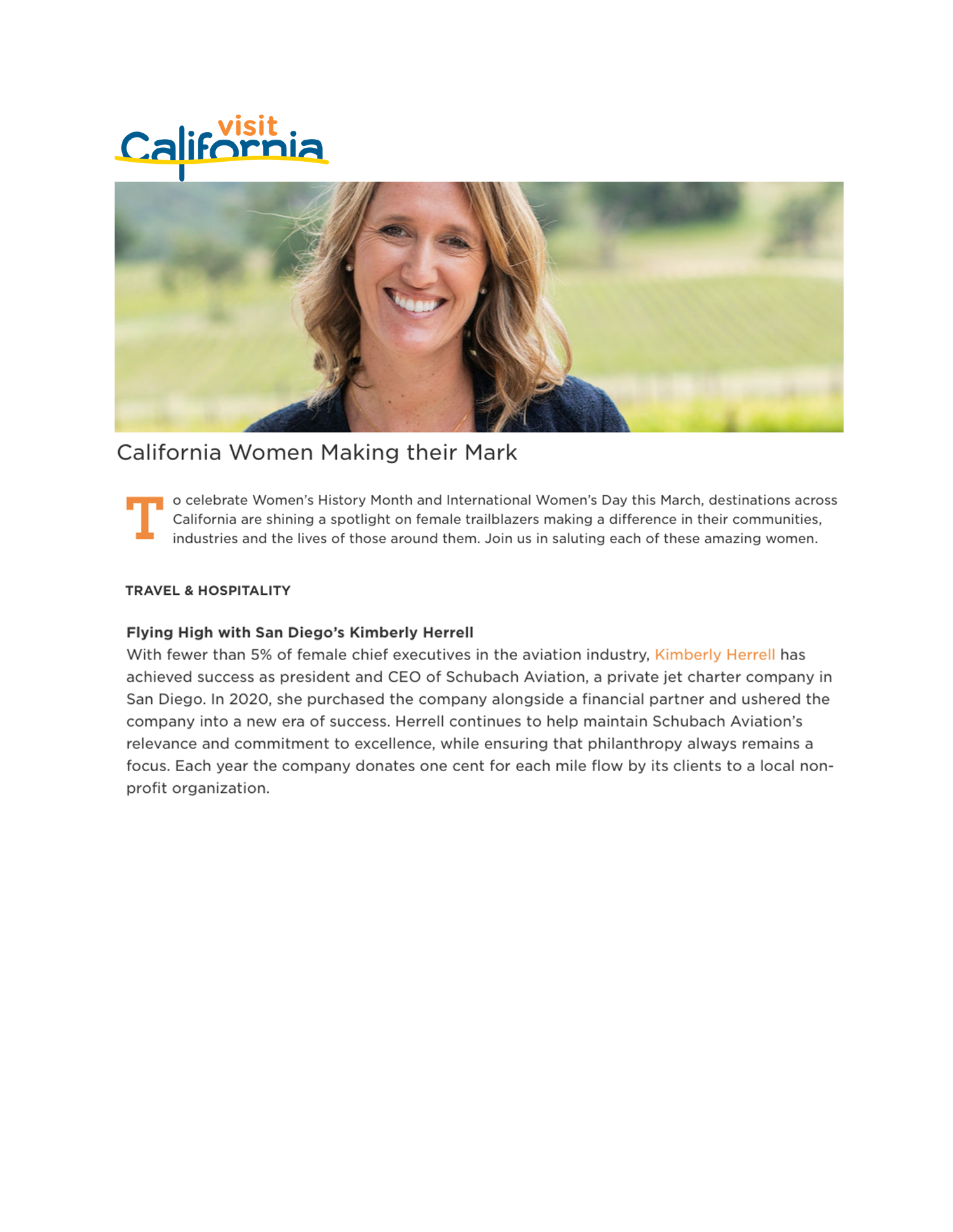 Visit California Article California Women Making Their Mark`